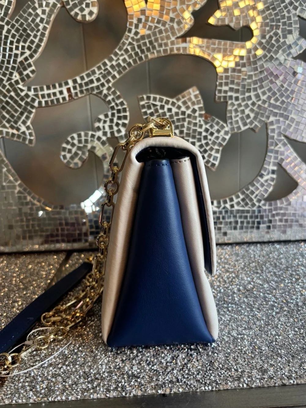 ⭐️kate spade Navy & White Stripe Leather Shoulder‎ Bag